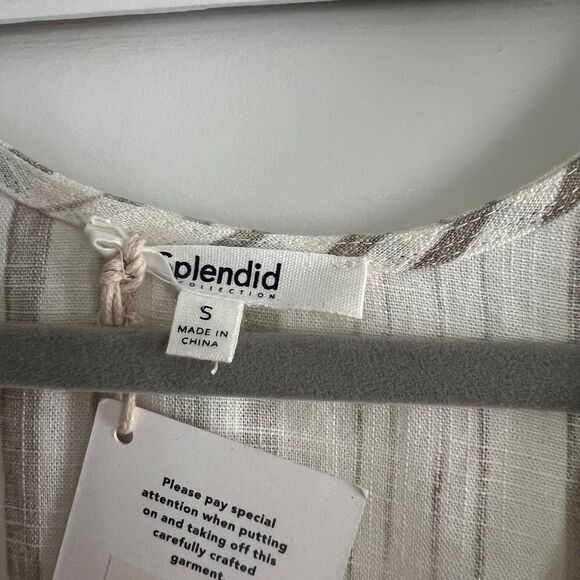 sz S,New with tags Splendid faux wrap linen blend sleeveless stripe blouse $128 - Picture 11 of 14